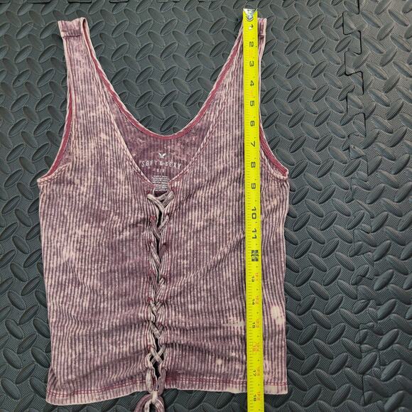 American Eagle Soft and Sexy Rib Tank XS Lace Up Tie Dye Top - Picture 6 of 6